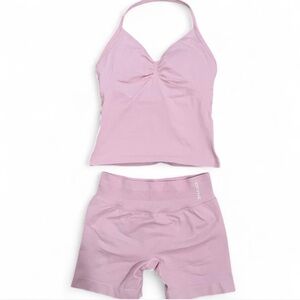 DFYNE Pink Halter Top and Shorts Set